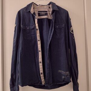 Buffalo Air Force men's button-up (blue, small)
